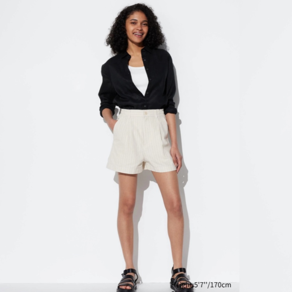 Linen Cotton Striped Shorts